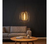 Suspension LED, lampe de salon, tressage métallique noir, H 150 cm