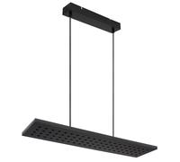 Lampe suspendue LED, lampe de table à manger, lampe de salon, métal bois noir, fonction mémoire variateur à 3 niveaux, 40W 2000lm 3000K blanc chaud, H 120 cm