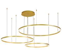 Lampe Suspendue LED Lampe De Table à Manger Lampe Suspendue Lampe De Salon Dimmable avec Télécommande Lampe Suspendue Lustre Moderne Anneau Rond S Plafond en Aluminium Acry, Gold, 3laps60+80+100cm