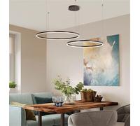 Lampe Suspendue LED Lampe De Table à Manger Lampe Suspendue Lampe De Salon Dimmable avec Télécommande Lampe Suspendue Lustre Moderne Anneau Rond S Plafond en Aluminium Acry, Brown, 3laps30+50+70cm