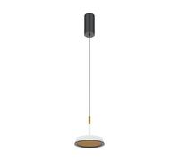 Lampe Suspendue LED Métallique Ronde D: 15,3 Cm En Noir Blanc Or 3000 K