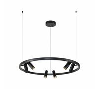 Lampe Suspendue LED Neonu Anneau Avec 6 Spots Ø 100Cm Noir