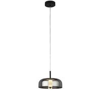 Lampe Suspendue LED Noire Gris Fumé Ø 30 Cm Verre Métal 3000 K Moderne