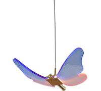 Lampe suspendue LED papillon pour îlot de cuisine, dorée, à intensité variable, plafonnier nordique dégradé bleu rose, lustre pour chambre de fille, salle à manger, hall d'entrée, escalier, salon