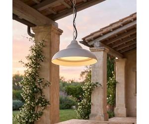 Lampe suspendue LED pour l'extérieur Ø 25 cm H : 73 cm IP54 Blanc Lumière blanche chaude 3000 K 640 lm Aluminium Lampe suspendue moderne pour auvent Lampe suspendue pour l'extérieur