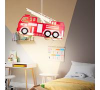 Lampe Suspendue LED RGB Télécommande Pompier Auto Enfants Plafonnier Suspension