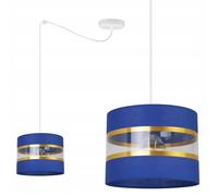 Lampe Suspendue - Light Home - Spider Elegance Gold - Métal Blanc - Abat-Jour Tissu Bleu Marine