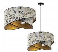 Lampe Suspendue - Light-Home - Werona 2405/1 - Noir - Abat-jour Gris et Or - Hauteur Réglable