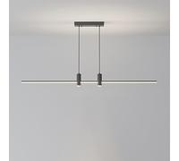 Lampe suspendue linéaire moderne à LED en or brossé, lustre à tube mince à intensité variable pour salle à manger, îlot de cuisine, lampe suspendue industrielle avec projecteur à bande noire LWX