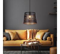 Lampe Suspendue Lustre Lampe de Chambre 1x E27 Rond or Noir D 35 CM