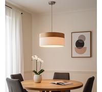 Lampe Suspendue Luminaire Salle à Manger Tissu LED de Cuisine Optique Bois H