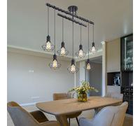 Lampe Suspendue Lustre Cage Rétro Salle à Manger Plafonnier Noir Réglable