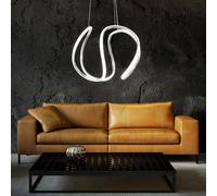Lampe suspendue plafonnier courbé lampe de salon, dimmable métal blanc, 1xLED 23 watts 1840 lumens 2700 Kelvin, LxH 35x150 cm, NINO 30370102