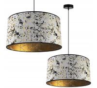LAMPE SUSPENDUE, LUSTRE DE PLAFOND, ABAT-JOUR, MOTIF DORÉ