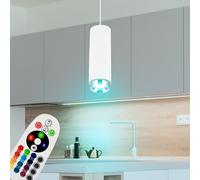 Suspension LED dimmable avec télécommande lampe de salon en plâtre lampe suspendue lampe de table à manger RVB changement de couleur, 3,5W 290lm blanc chaud, DxH 9 x 181 cm