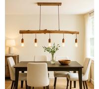 Lampe Suspendue Lustre Éclairage/Lampe de Salon Poutres en Bois LED H 140 CM