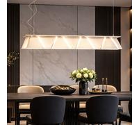 Lampe à suspension en verre, lampe de table à manger, lampe de salon, acier nickel mat, transparent satiné, 7x G9, LxH 95x110 cm