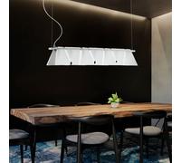 Lampe Suspendu Pendule Luminaire de Salon 7 à Flammes Glas Satiné Clair H 110 CM