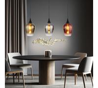 Lampe suspendue lampe de table à manger 3 flammes suspension noire lampe de salon, verre, 3x douilles E27, LxlxH 83 x 18 x 120 cm