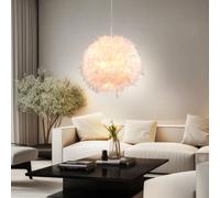 Lampe Suspendue Lustre Lampe de Salon Plumes Blanc Chambre à Coucher H 120 CM