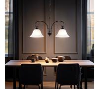 Lampe Suspendue Lustre Lampe de Salon Verre 2 Flammes H 110 CM