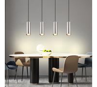 Lampe Suspendue Lustre Lampe Salle à Manger Couloir 4 à Flammes Argent H 150 CM