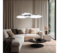 Lampe Suspendue Lustre LED Variateur Salon Suspensions Chrome Aluminium H 150 CM