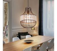 Lampe Suspendue Lustre Rétro Plafonnier Cristal Grille Salle à Manger Rouille