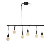 Lampe Suspendue Métal Noir 110 Cm Longue Pour 6X E27 Réglable Rétro