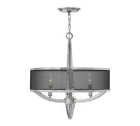 Lampe Suspendue Métal Tissu Ø 53,9 Cm Ronde Nickel Noir 3x E14
