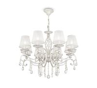Lampe Suspendue Métal Tissu B: 72 Cm En Shabby Blanc Or E14 Lustre De Table