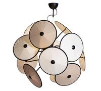 Lampe Suspendue Métal Tissu D: 83,5 Cm Noir Crème Beige Moderne E14