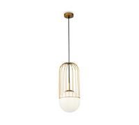 MAYTONI DECORATIVE LIGHTING Suspension Design, 1 lampe, Style Moderne, Art Déco, Armature en Métal couleur or, plafonnier en verre couleur blanc, 1 ampoule, ex 27 40W 220-240V
