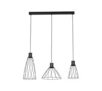 Lampe Suspendue Métallique L: 82 Cm H: Max. 140 Cm Noir GU10 3-Flamme