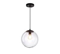 Lampe Suspendue Minimaliste à tête Unique, Boule Ronde en Verre Transparent et métal, culot E26/E27, luminaire Suspendu réglable, luminaire décoratif pour îlot de Cuisine ou Bar