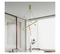 Lampe suspendue minimaliste pour bâtiment duplex, villa moderne, escalier en colimaçon, longue ligne, lustre LED pour salle à manger, lumière suspendue à spectre complet (3 couleurs, 60 cm, or)