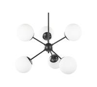 Lampe Suspendue Moderne à 6 Places d'Ampoules en Verre Blanc et Forme de Gl