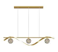 Lampe Suspendue Moderne à LED réglable en Verre avec Bande d'abat-Jour pour Salle à Manger, Cuisine, îlot de Bar, éclairage décoratif (doré, lumière Chaude)