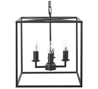 Lampe Suspendue Moderne Cadre Cage Cube en Métal 4 Ampoules Branches Noires Wanc