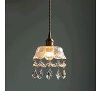 - Lampe Suspendue Moderne en Laiton, Lustre en Verre Cristal Transparent, Chambre à Coucher, Chevet, E27, Petite Suspension, allée, entrée, Bar, Plafond, Lustre Simple