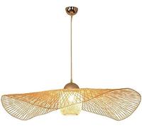 Lampe suspendue moderne en osier, abat-jour creux, lanterne en rotin beige, panier en bambou, lustres tissés, base E27, luminaires de décoration de couloir faits à la main,Lampe à Suspension
