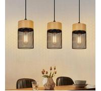 Lampe suspendue - NETTLIFE - Grain de bois 3 lumières - Noir - Métal E27 3x25W - Ø46xH120cm