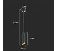 Lampe suspendue noire avec or V-TAC VT-975-200-6684