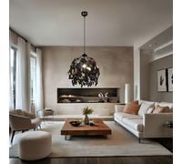 Lampe Suspendue Noire Design Feuille Lampe De Salle À Manger H 150Cm