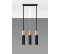 Lampe Suspendue Noire En Métal Et Bois Scandinave Pour Salle À Manger Et Salon