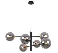 Lampe suspendue noire et dorée avec abat-jour sphérique - Moderne - 6 bougies E14 - Style loft glamour - Éclairage pour salon, cuisine - Fabrication polonaise