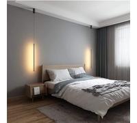 Lampe suspendue noire industrielle linéaire à long tube Suspension Luminaire moderne minimaliste à LED luminaire de plafond pour chambre à coucher chevet TV décoration murale salon lustre ( Color : Tr