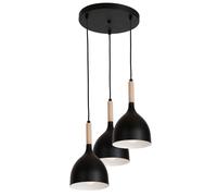 Lampe Suspendue Noire Scandinave Métal 3 Flammes E27 Luminaire Salle À Manger