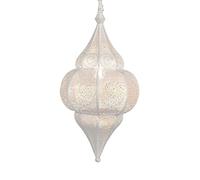 Lampe suspendue orientale en métal, culot E27, modèle Lunar, blanche, 40 cm