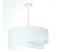 Lampe Suspendue Pendante Blanche Bleu Clair E27 Ronde Ø 50 Cm Tissu Velours